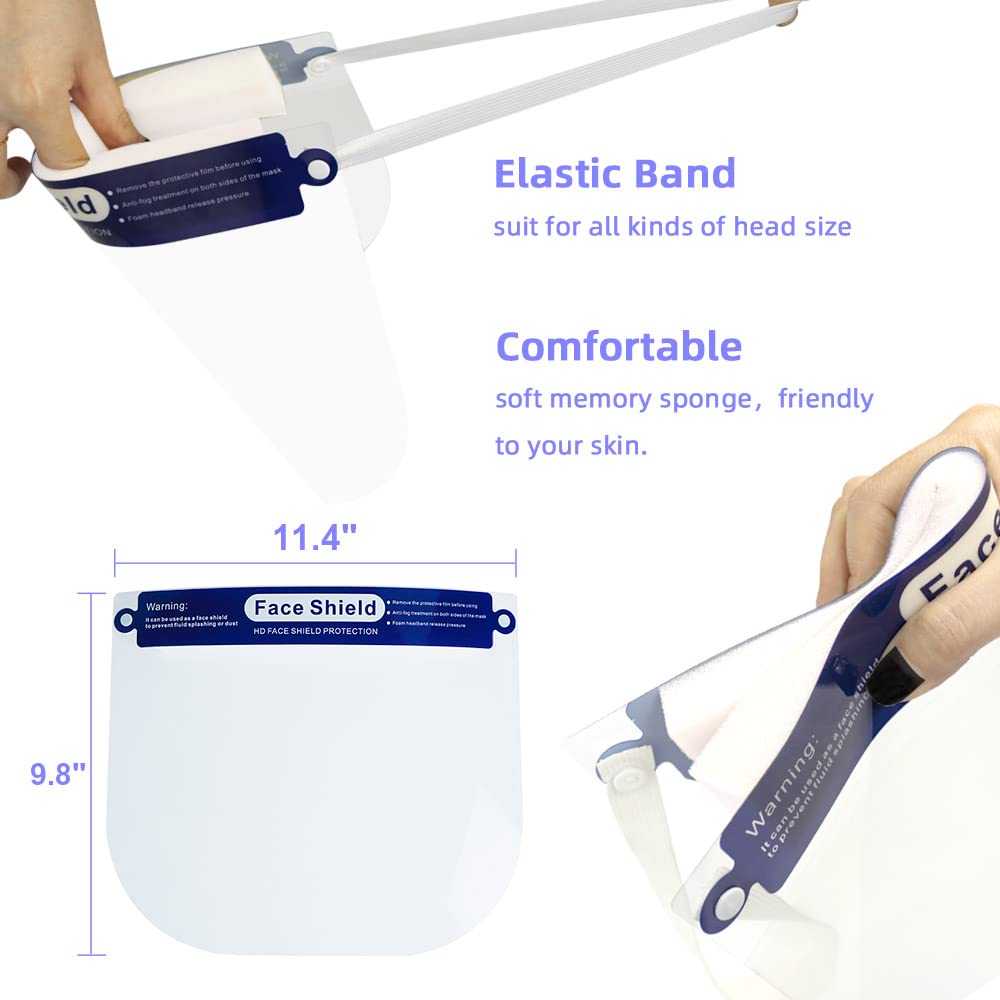 PANOPTX 10 Pack Plastic Clear Face Shield Anti Fog Protective Face Shield Mask Safety Face Shields for Daily Use