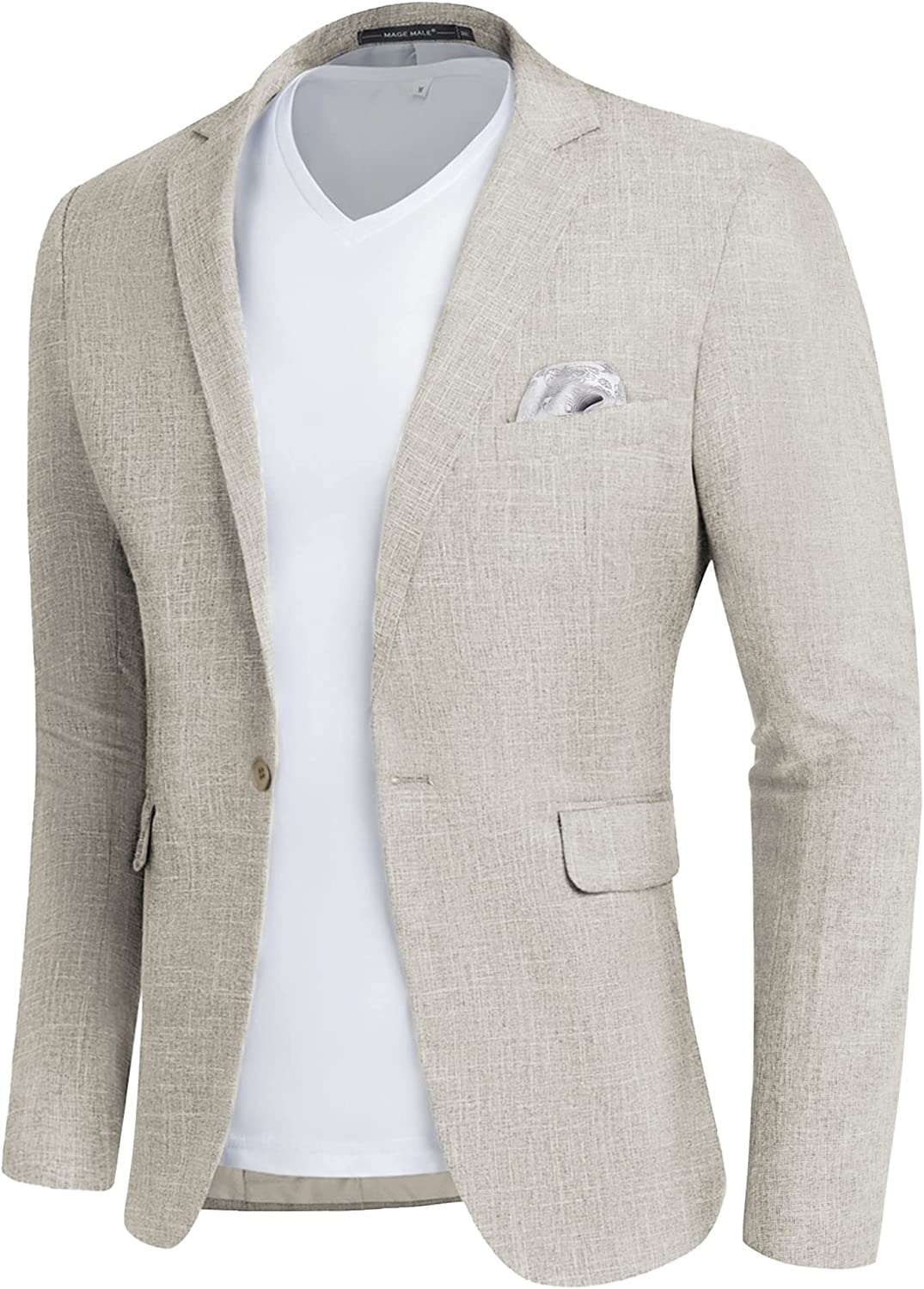 MAGE MALE Men's Slim Fit Blazer Jackets Suit One Button Lightweight Sport Coats Casual Blazer