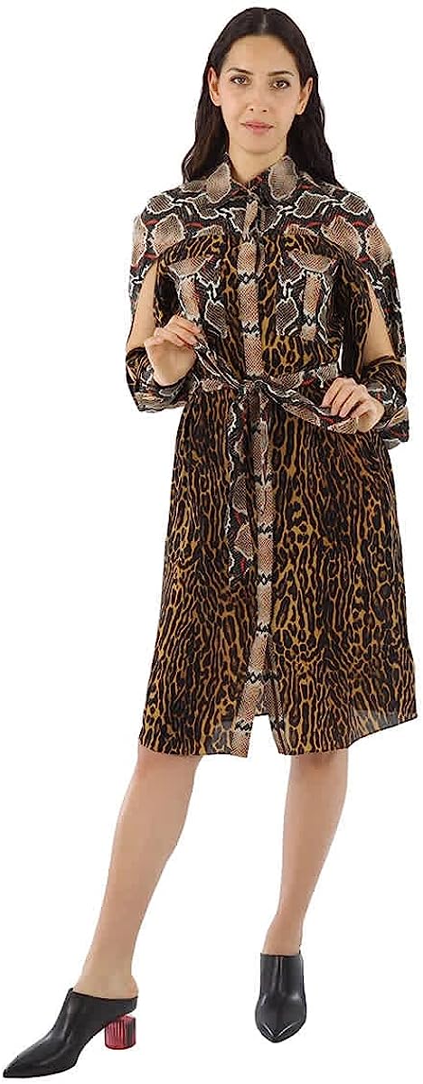 BURBERRY Ladies Animal Print Shirt-Style Dress, Brand Size 10 (US Size 8) Dark Mustard