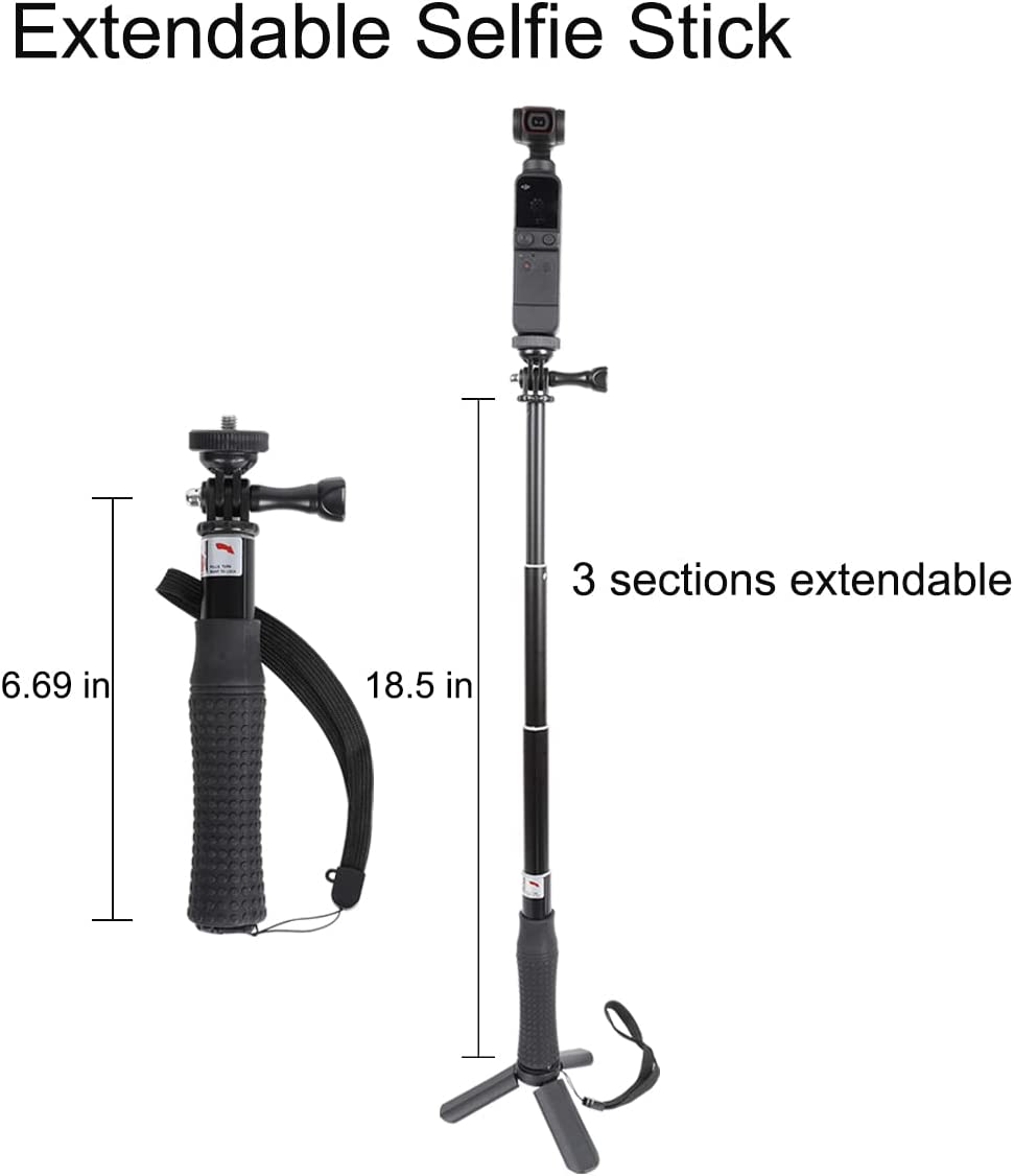 Pellking Accessories Kit for OSMO Pocket/Pocket 2,Including Handheld Mount Adapter Tripod Case,Hard Shell case,Selfie Stick,Chest Mount,Mobile Phone Holder,Strap Clip and More