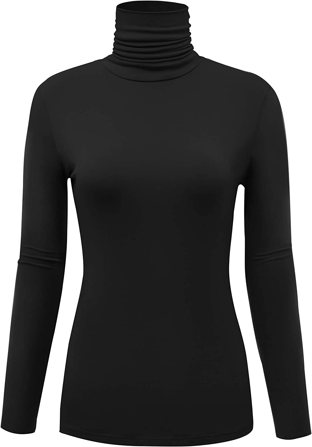 AUHEGN Women's Long Sleeve Lightweight Turtleneck Top Slim Fit Pullover T-Shirt (S-XXL)