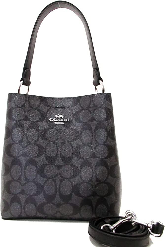 COACH Women's Small Town Bucket Bag (Signature Canvas - Graphite - Wine - Black)