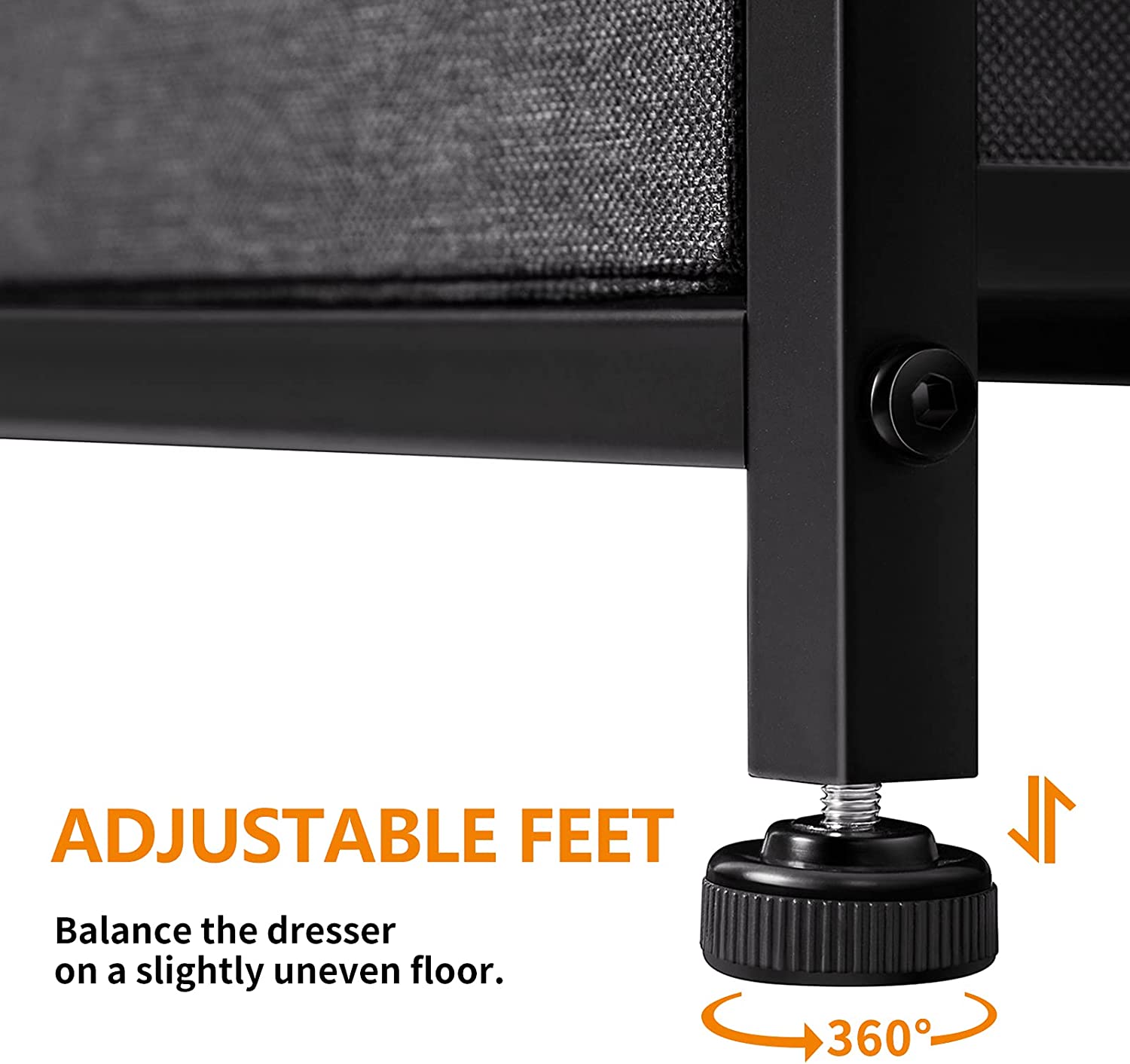 REAHOME 8 Drawer Dresser for Bedroom Chest of Drawers Closets Storage Units Organizer Large Capacity Steel Frame Wooden Top Living Room Entryway Office (Black Gray) YLZ8B5