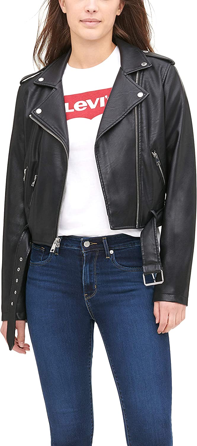 Levi's Women's Faux Leather Belted Motorcycle Jacket (Standard and Plus Sizes)