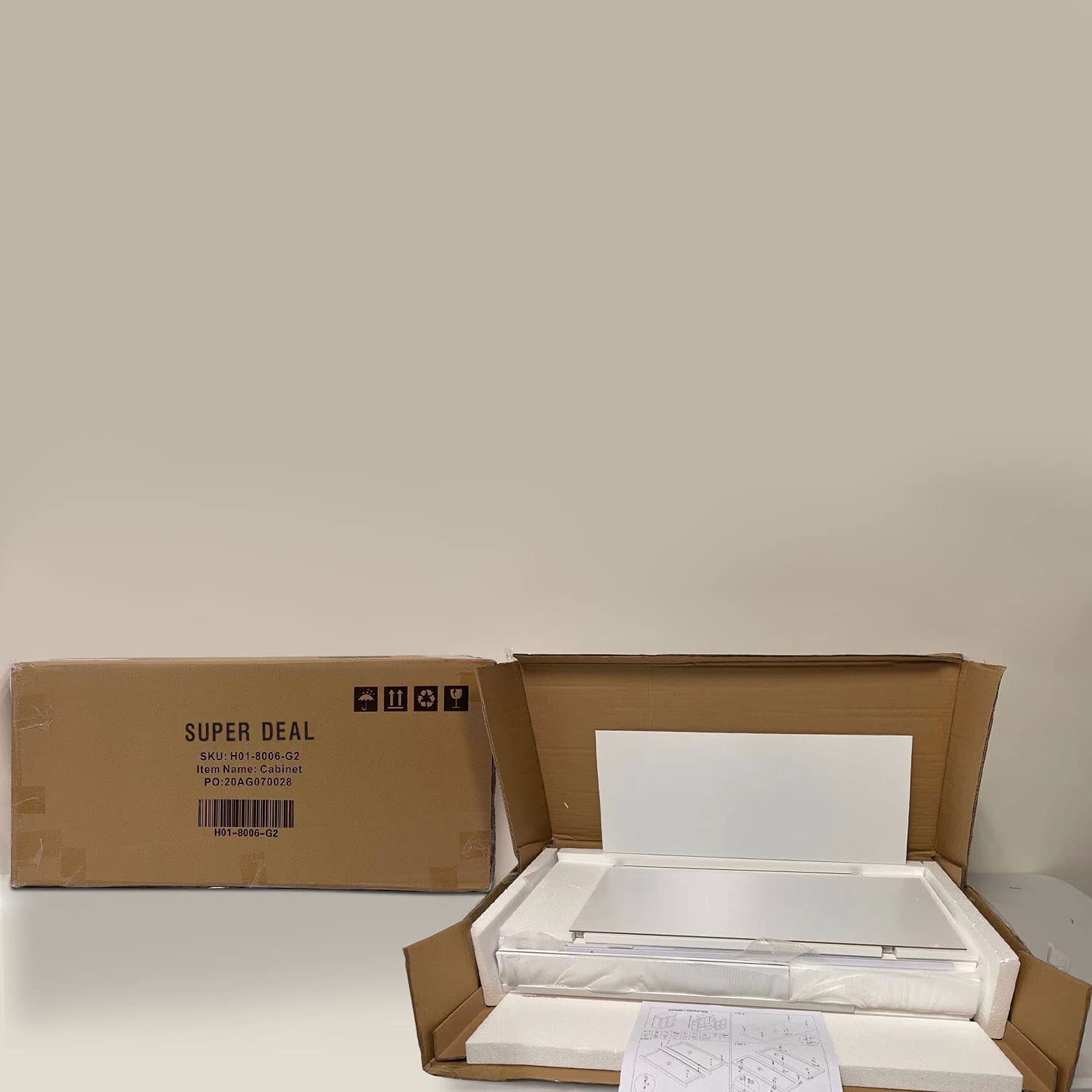 SUPER DEAL Modern Bathroom Floor Storage Cabinet with Adjustable Shelf and Double Door Rust Proof， Living Room Modern Home Furniture Storage Organizer Cabinet