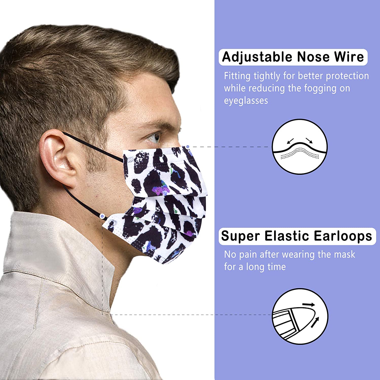 Disposable Face Mask, 100 PCS Black Masks, 3 Ply Protection Face Masks