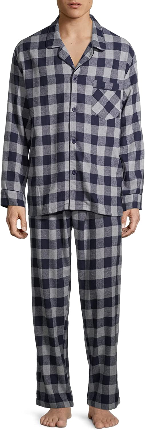 Hanes Men's 100% Cotton Flannel Plaid Pajama Top and Pant Set