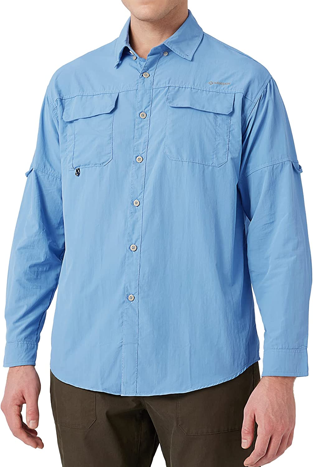 NAVISKIN Men's Sun Protection Fishing Shirts UPF 50+ Long Sleeve Sun Shirts for Men PFG Hiking Travel Camping