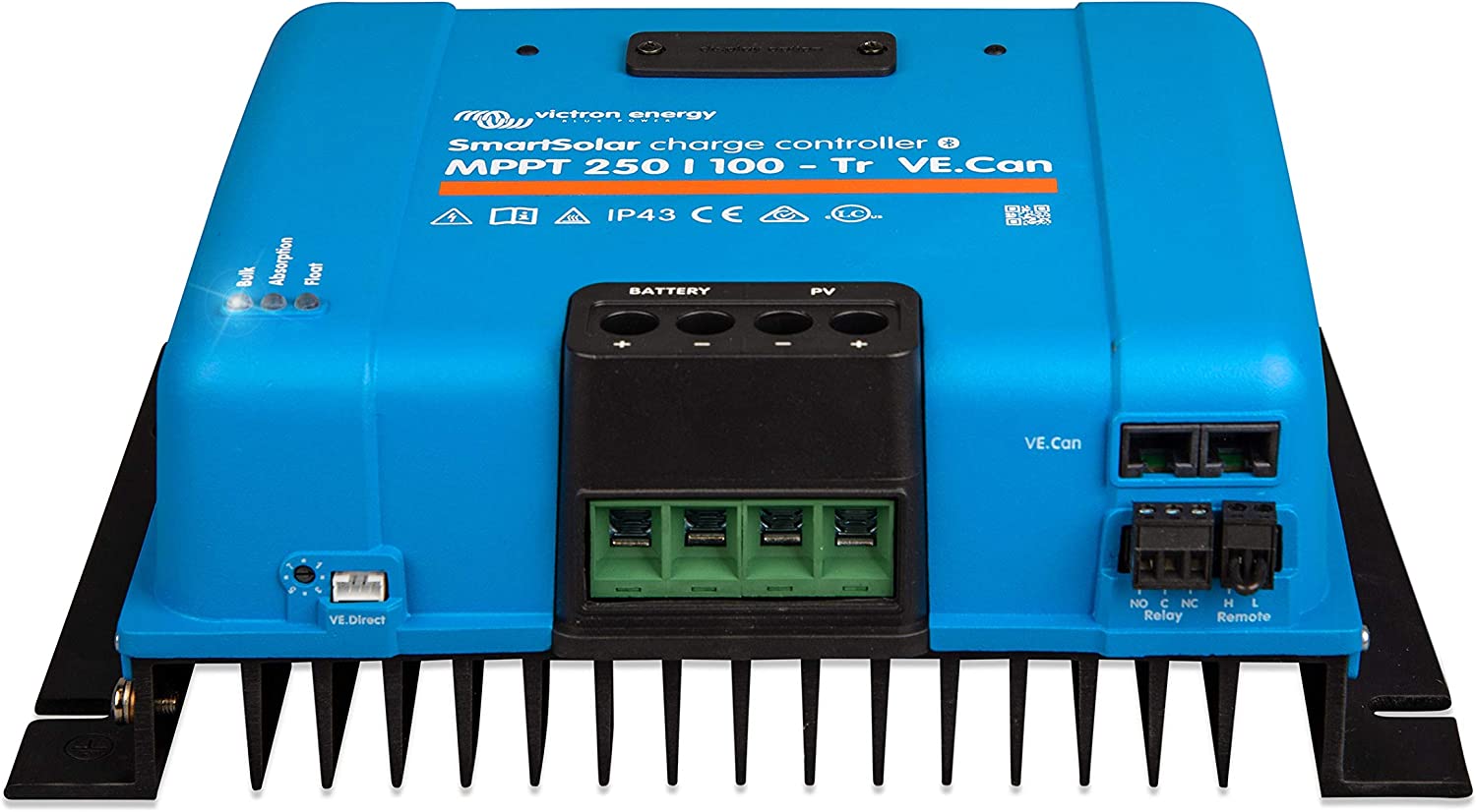 Victron Energy SmartSolar MPPT TR VE.Can 250V 100 amp 12/24/36/48-Volt Solar Charge Controller (Bluetooth)
