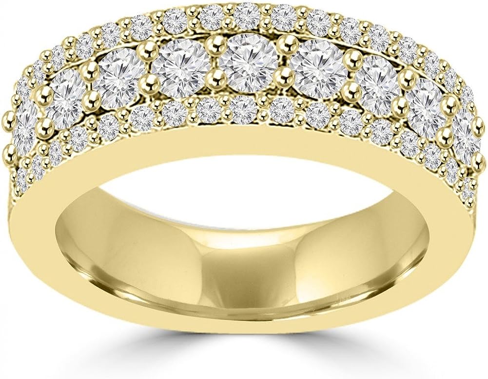 Madina Jewelry 1.60 ct Ladies Round Cut Diamond Anniversary Ring in 14 kt Yellow Gold