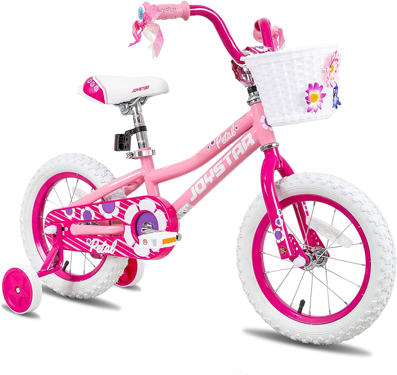 JOYSTAR Petal Girls Bike for Toddlers and Kids, 12 14 16 20 Kids Bike with Basket for Age 2-12 Years Old Girls, Children's Bicycle, Pink Purple