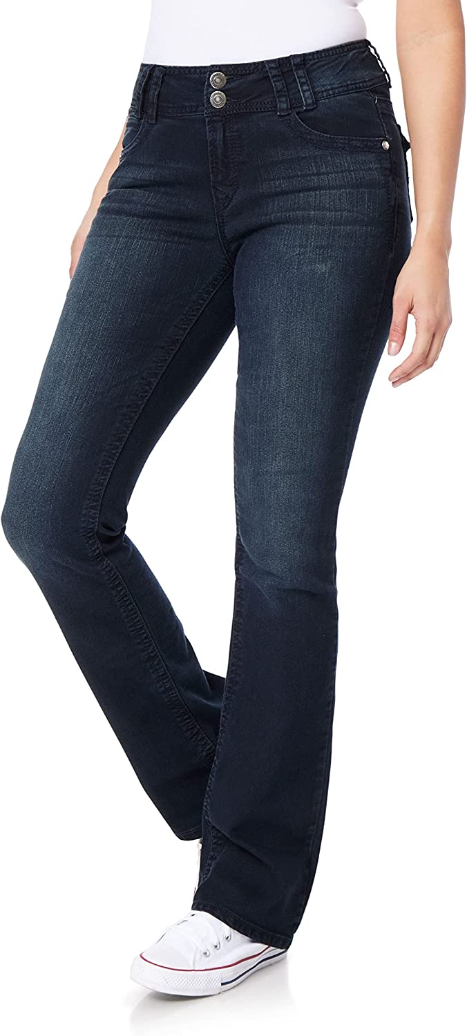 WallFlower Women's Luscious Curvy Bootcut Mid-Rise Insta Stretch Juniors Jeans (Standard and Plus)