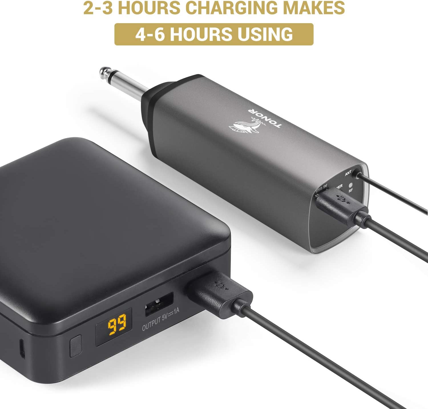 TONOR Wireless Microphone， UHF Dual Cordless Metal Dynamic Mic System with Rechargeable Receiver， for Karaoke Singing， Wedding， DJ， Party， Speech， Church， Class Use， 200ft (TW-630)