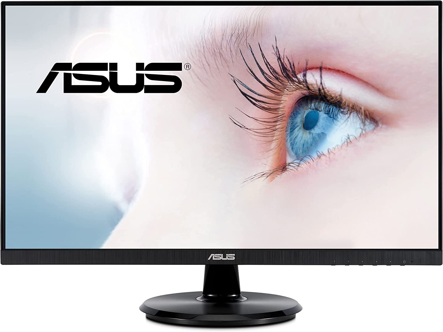 ASUS 27” 1080P Monitor (VA27DCP) - Full HD, IPS, 75Hz, USB-C 65W Power Delivery, Speakers, Adaptive-Sync/FreeSync, Eye Care, Low Blue Light, Flicker Free, VESA Mountable, Frameless, HDMI