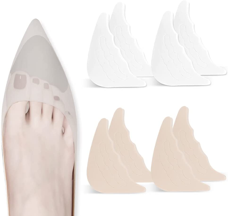 4 Pairs Toe Filler Inserts Adjustable Toe Plug Reusable Shoe Filler for Too Big Shoes for Women Men Unisex Pumps Flats Sneakers - Black + Beige