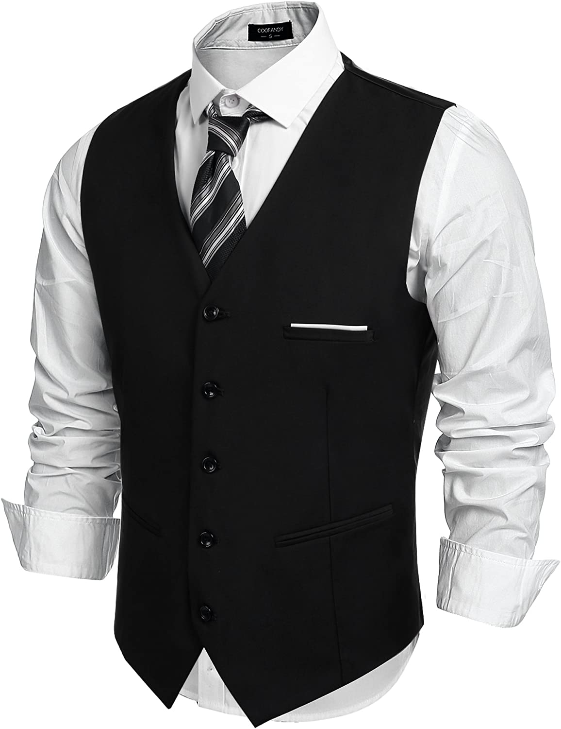 COOFANDY Men's V-Neck Suit Vests Fashion Formal Slim Fit Business Dress Vest Waistcoat
