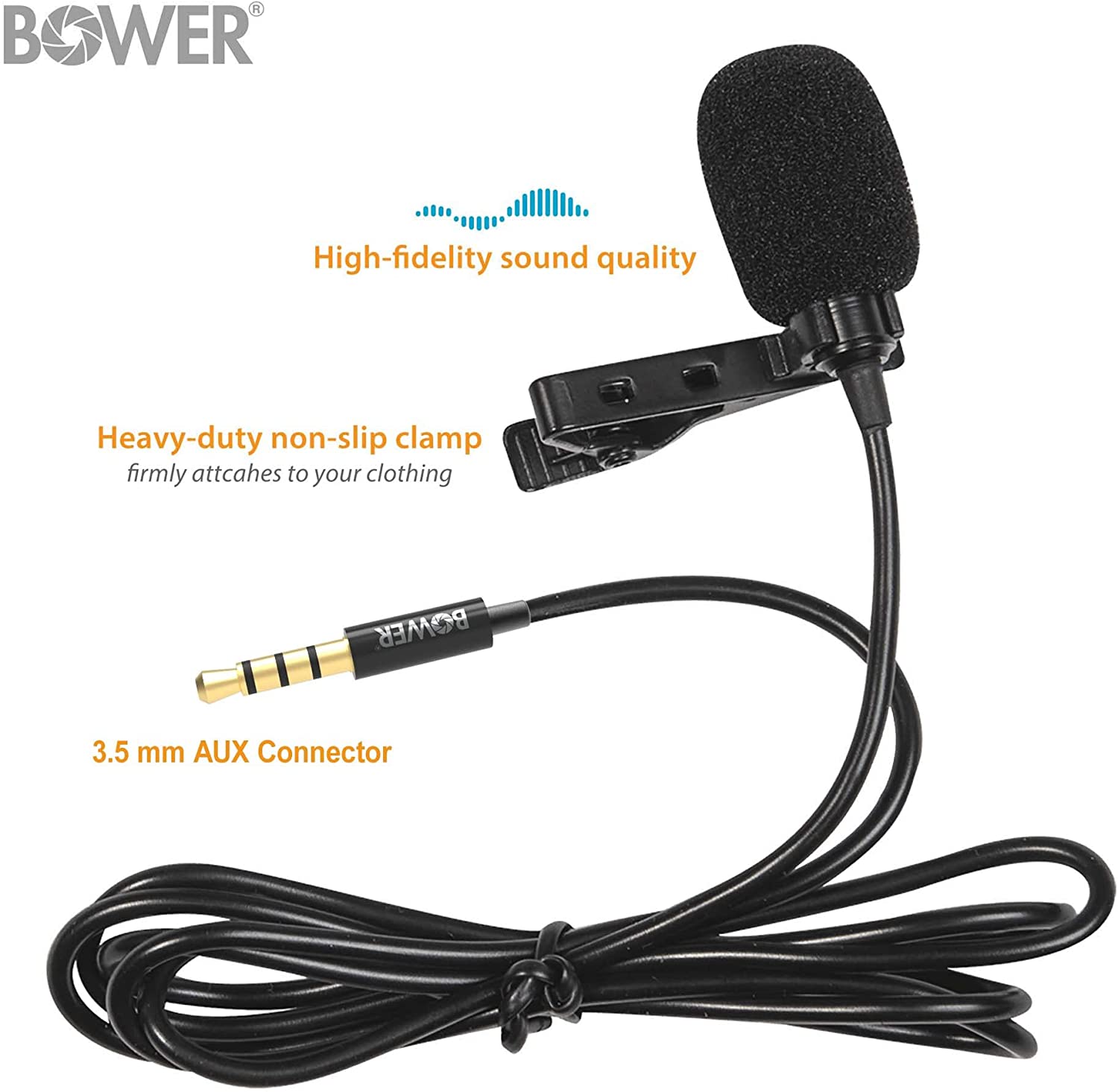  BOWER Lavalier Microphone, Black