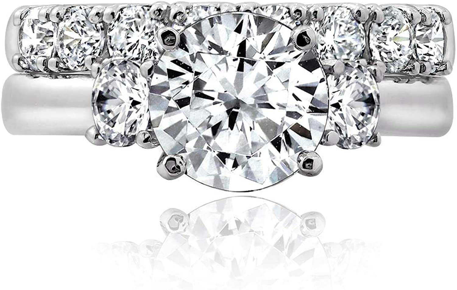 Argos Collection Sterling Silver Platinum Plated Infinite Elements Cubic Zirconia Three Stone Ring