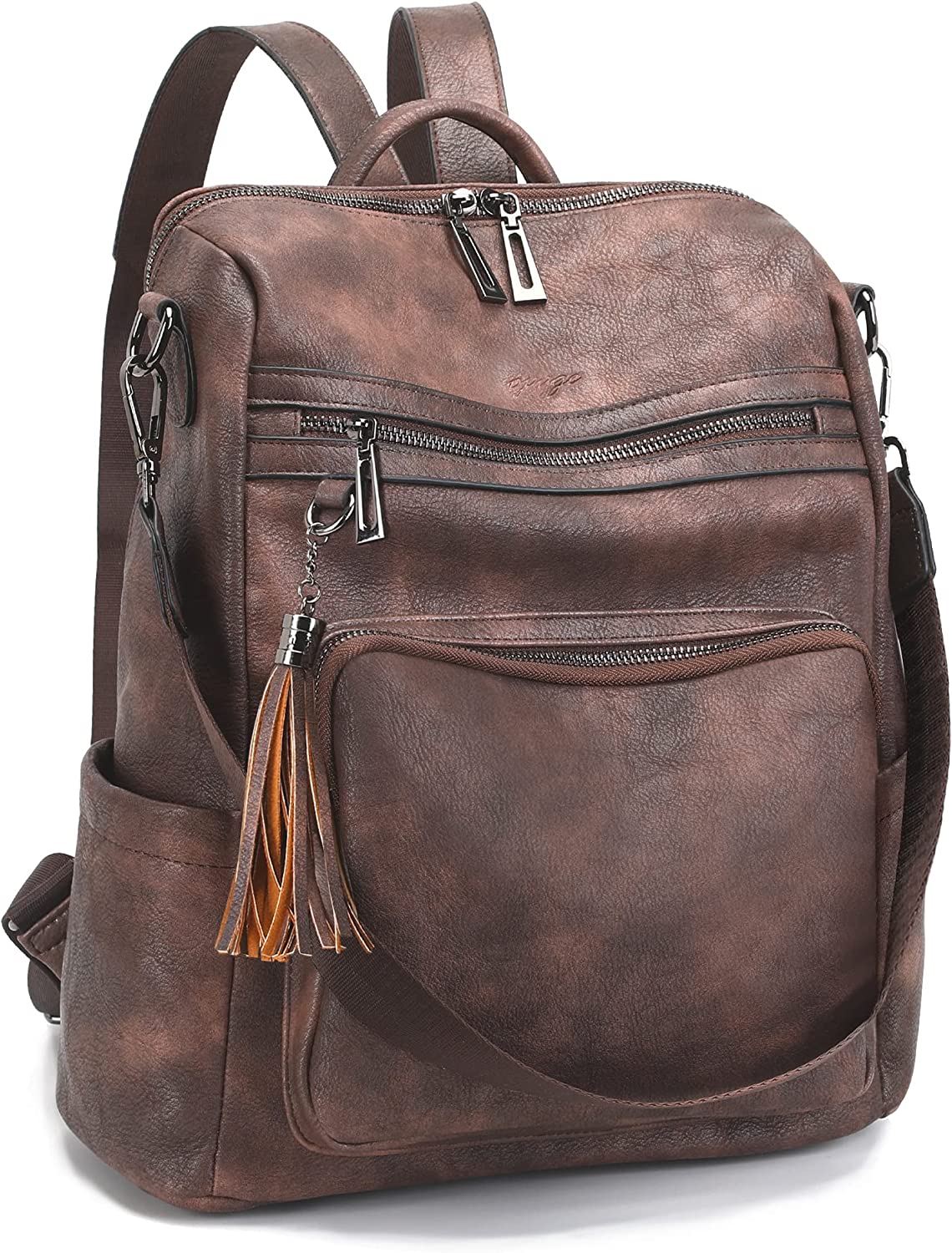 OPAGE Leather Backpack Purse for Women Convertible Large Fashion Designer Ladies Travel Handbags Shoulder Bags With Tassel