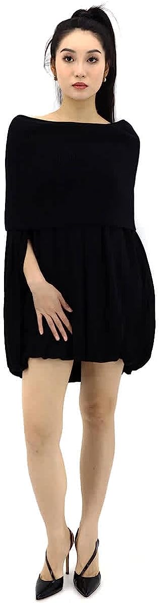 BURBERRY Black Wool and Crepe Off-The-Shoulder Dress, Brand Size 2 (US Size 0)