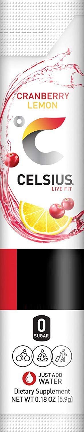 CELSIUS Dragonfruit Lime On-the-Go Powder Stick Packs， Zero Sugar (14 Sticks per Pack)