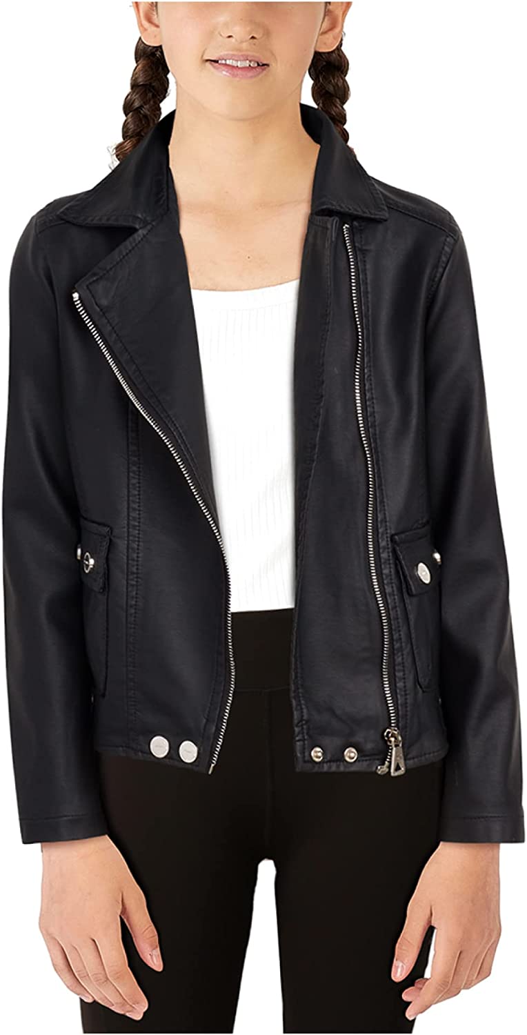 URBAN REPUBLIC Girls' Leather Jacket PU Leather Motorcycle Moto Jacket Outerwear Coat Faux Pleather
