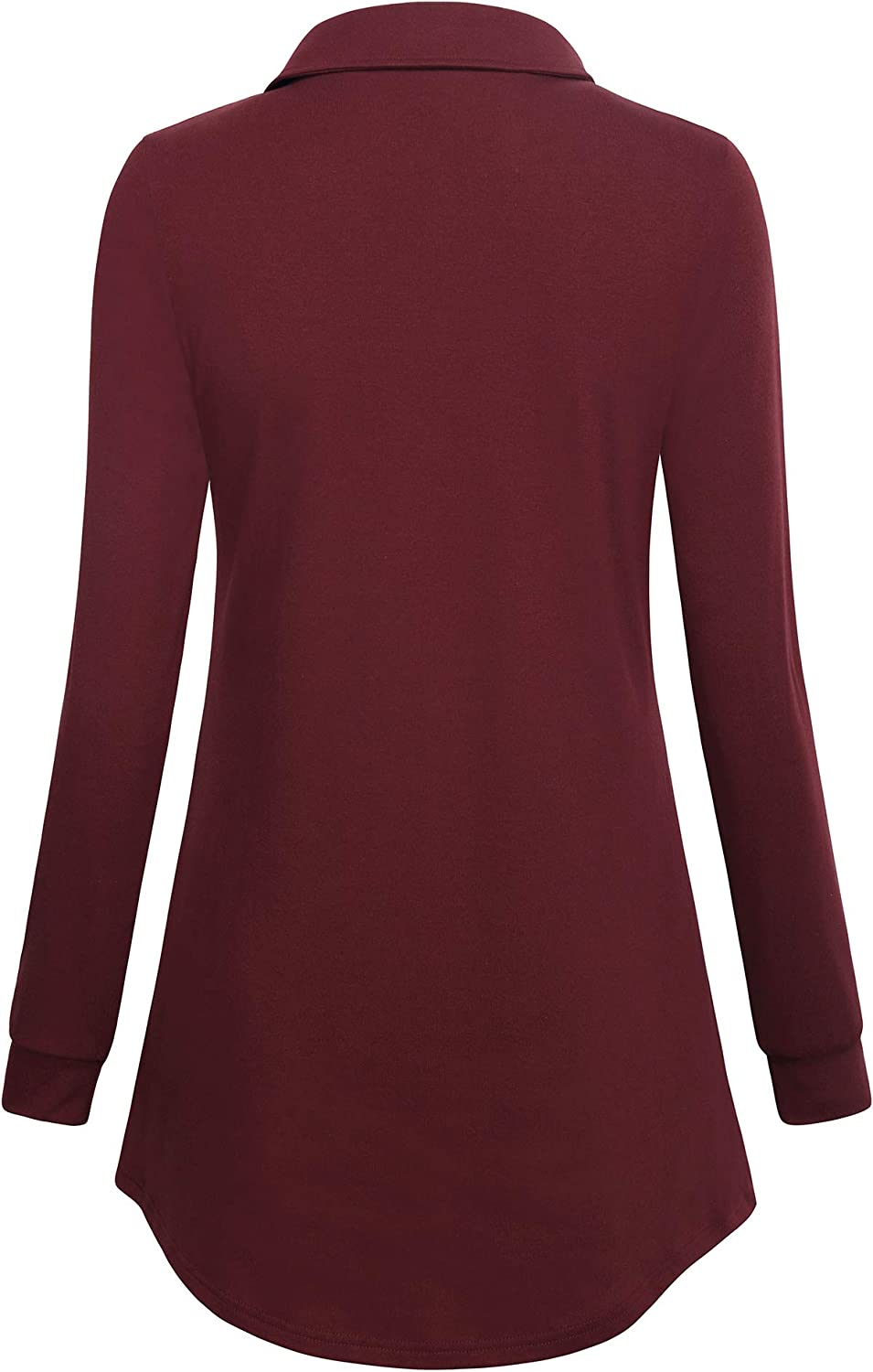 Timeson Women's Long Sleeve Button Lapel Pullover Tunic Swing Sweatshirt