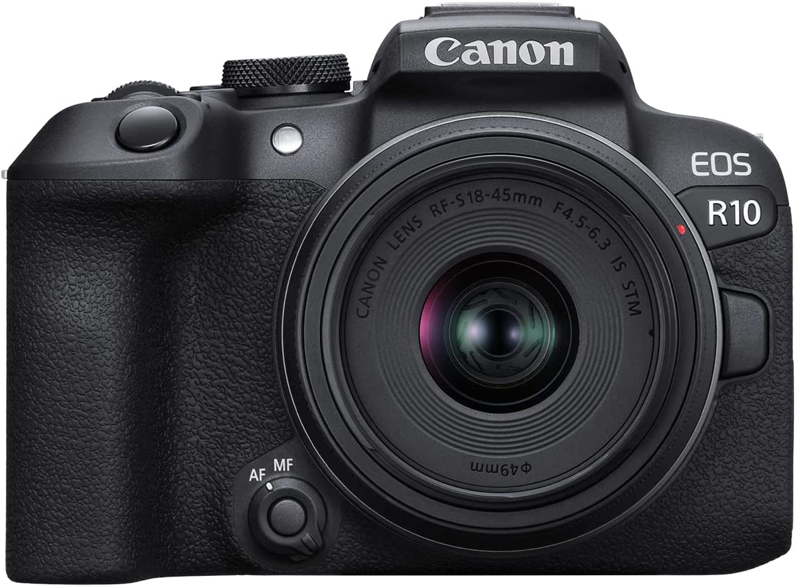 Canon EOS R10 RF-S18-45mm F4.5-6.3 is STM Lens Kit, Mirrorless Vlogging Camera, 24.2 MP, 4K Video, DIGIC X Image Processor, High-Speed Shooting, Subject Tracking, Compact, for Content Creators