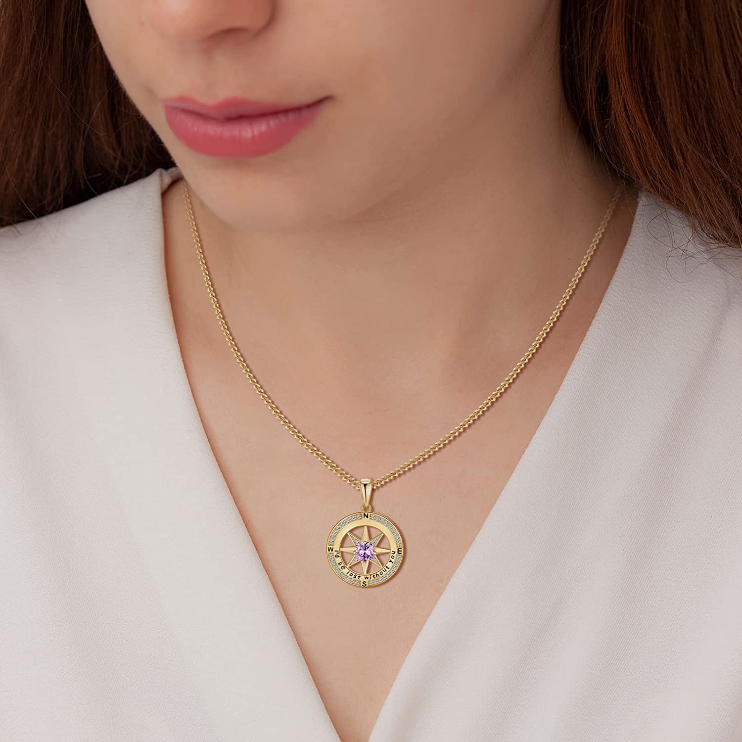 Meeshi Compass Necklace for Women for Her I'd Be Lost Without You Compass Jewelry for Wife Valentines Day Birthday Gifts for Girlfriend Christmas Gifts Ideas for Girls