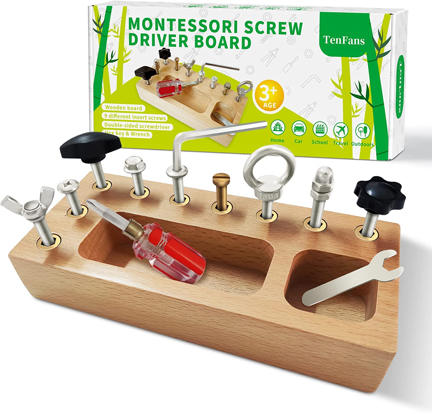 Montessori Toys for 3 4 5 Year Old, Montessori Screwdriver Board, Kids Wooden Toys, Fine Motor Skills Toys, Sensory Toys for Toddlers, Preschool Learning Toys for Toddler Travel