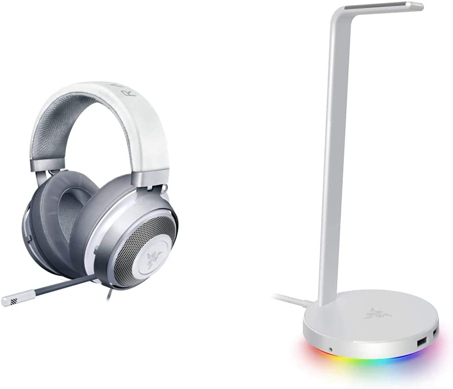 Razer Kraken Gaming Headset: Lightweight Aluminum Frame - Retractable Noise Isolating Microphone - for PC, PS4, PS5, Switch, Xbox One, Xbox Series X & S, Mobile - 3.5 mm Headphone Jack - Black/Blue