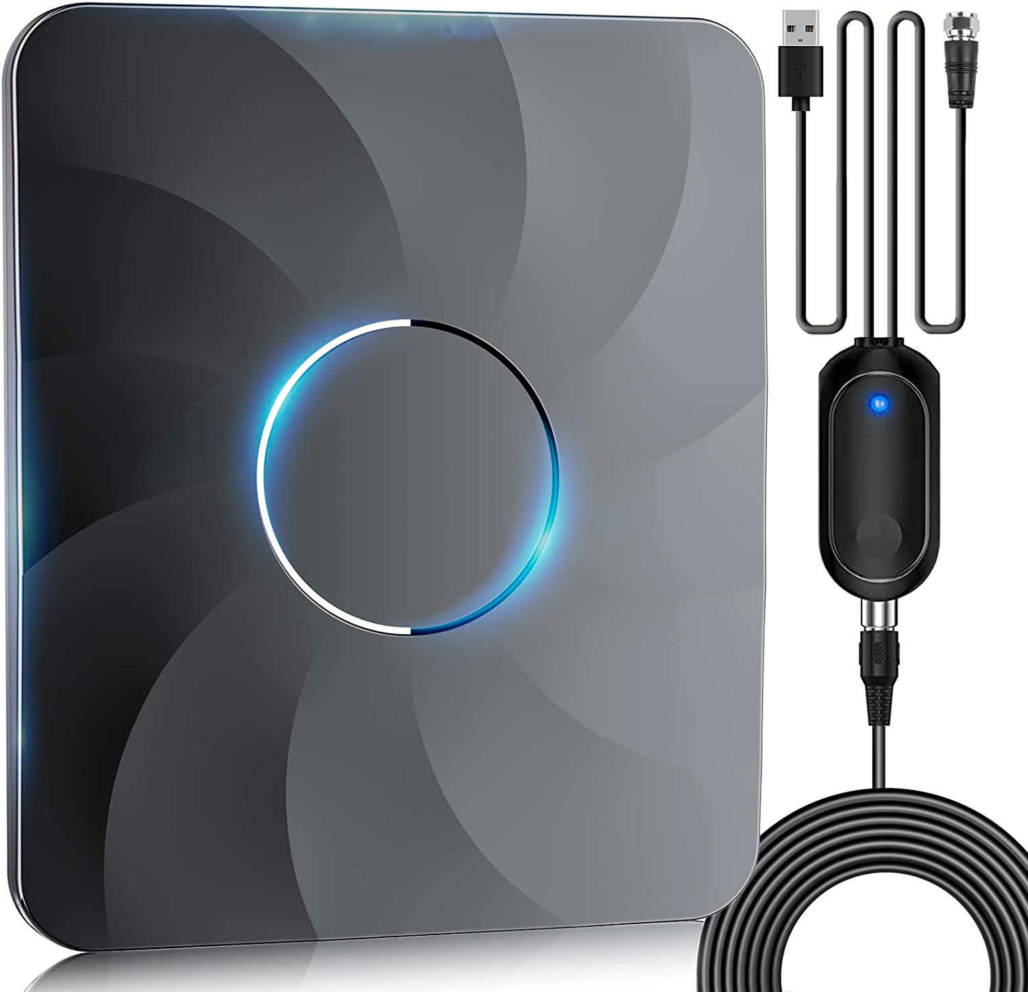 2023 Upgraded Tv Antenna for Smart Tv Up to 550 Miles, Indoor Outdoor Digital Antenna for All TVs, Support 8K 4K 1080P HD Highest Rated TV Antenna with Amplifier Signal Booster & Thick Coaxial Cable