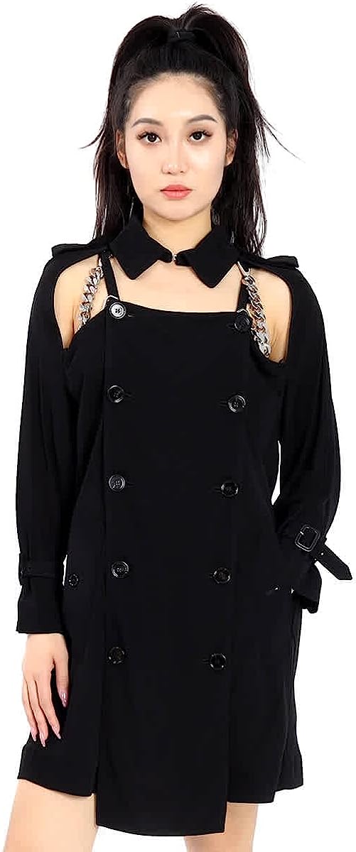 BURBERRY Black Deconstructed Crepe Trench Coat Dress, Brand Size 4 (US Size 2)