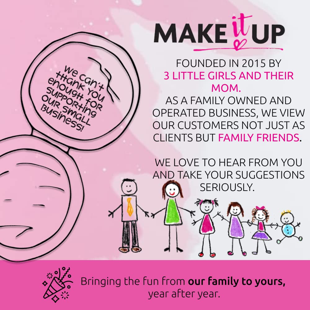 MAKE IT UP - My First Makeup Set for 5+ Year Old Young Girls (Original Design) - Integrated Foldable Makeup Palette with Mirror & Secure Closing - Easily Washable, Non-Toxic - Safety Tested - Pink