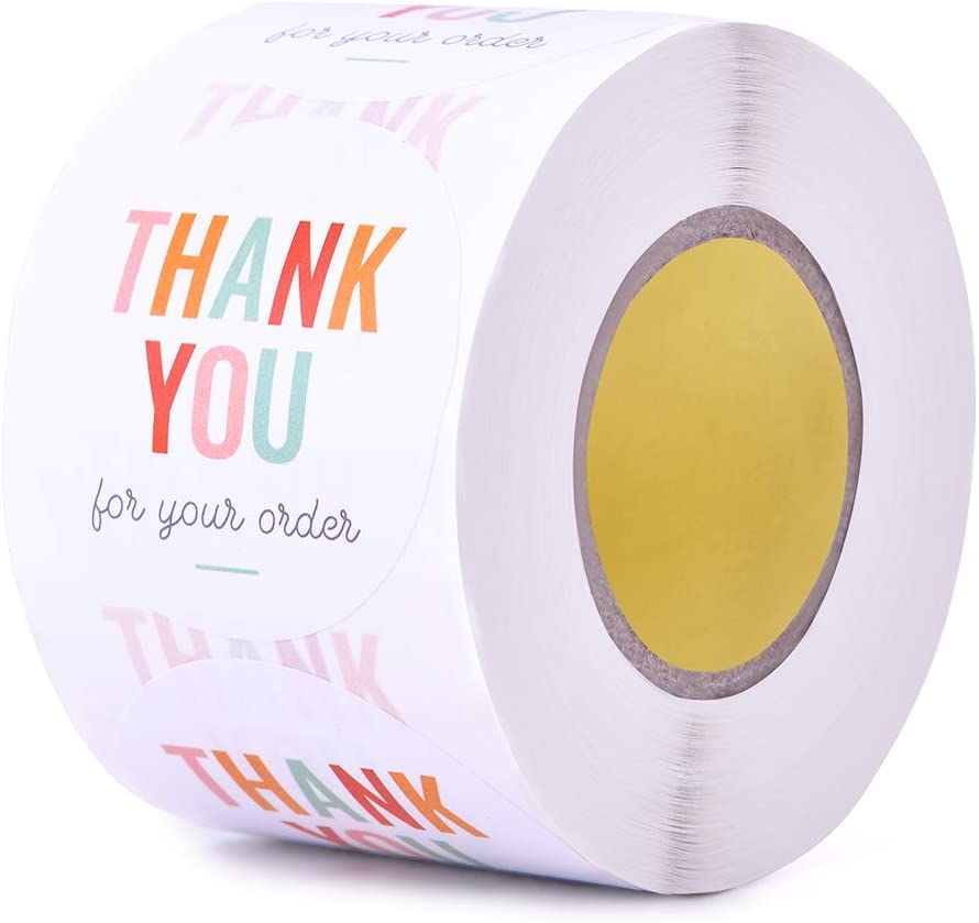 1.5" Natural Brown Kraft Stickers (500 Per Roll) - Multi-Color Business Stickers for Store Owners, Crafts, Organizing, Jar and Canning Labels