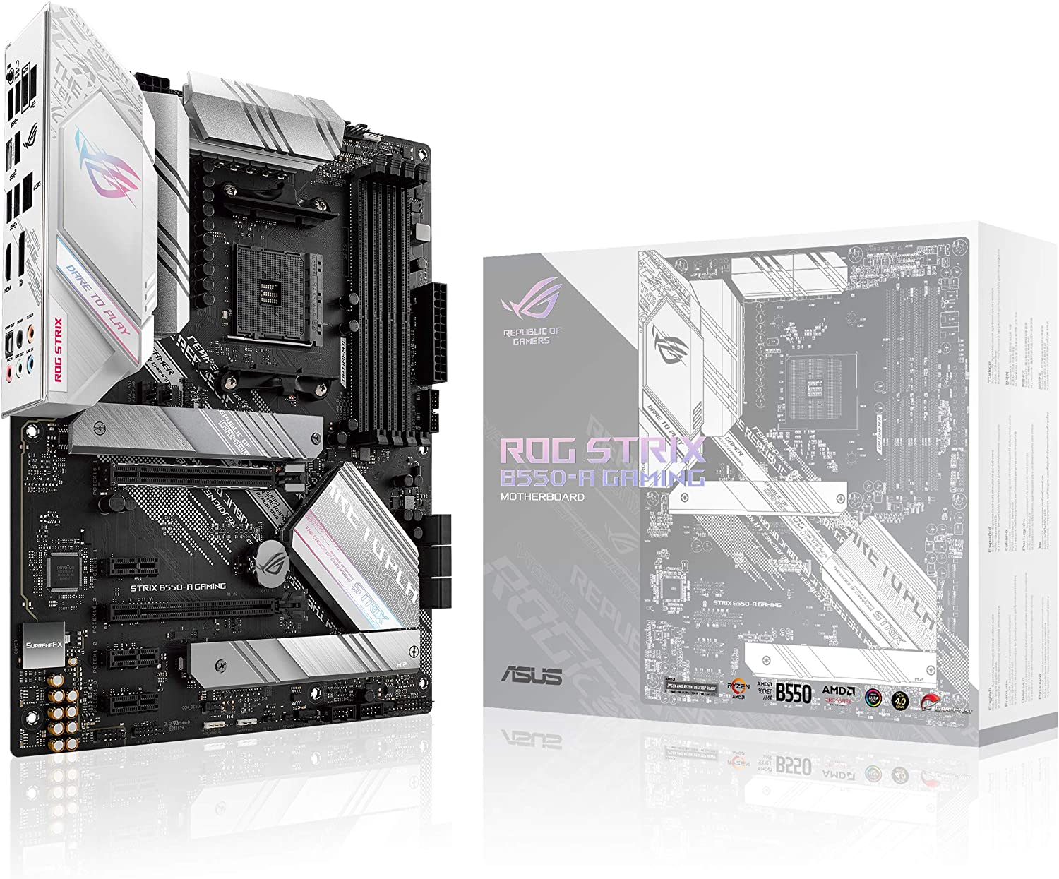 ASUS ROG Strix B550-A Gaming AMD AM4 Zen 3 Ryzen 5000 & 3rd Gen Ryzen ATX Gaming Motherboard (PCIe 4.0, 2.5Gb LAN, BIOS Flashback, Dual M.2 with heatsinks, Addressable Gen 2 RGB Header and Aura Sync