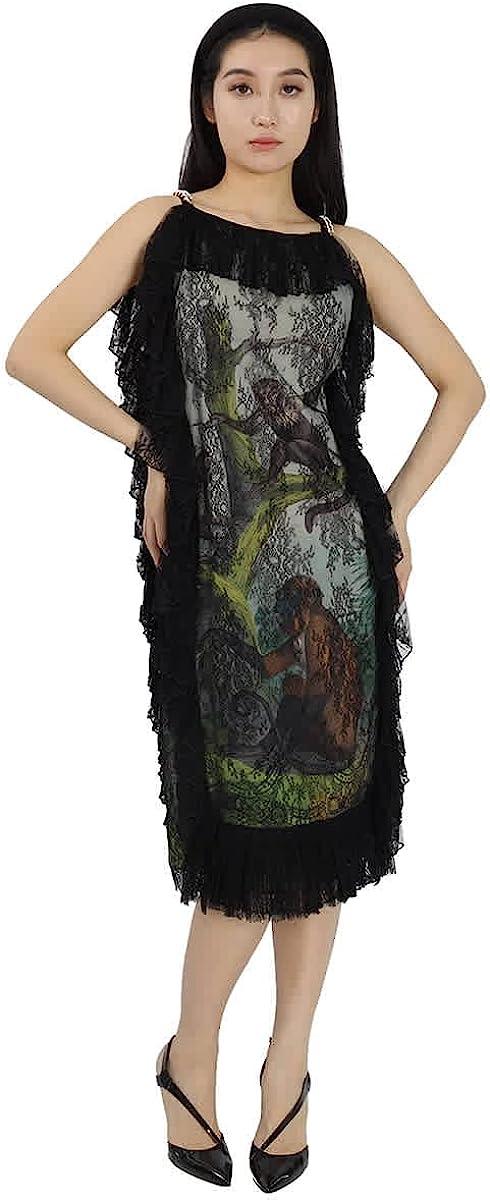 BURBERRY Ladies Light Opal Green Chantilly Lace and Monkey Print Shift Dress, Brand Size 12 (US Size 10)