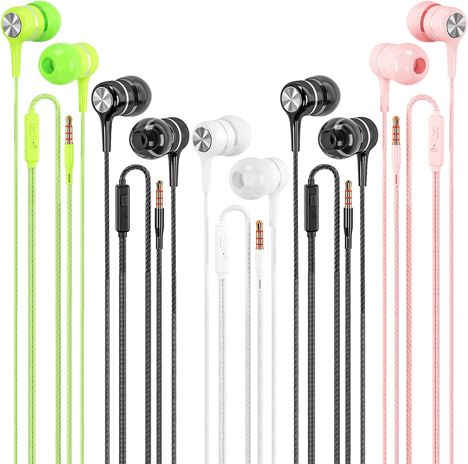 LWZCAM Wired Earbuds with Microphone 5 Pack, in-Ear Headphones with Heavy Bass, High Sound Quality Earphones Compatible with iPod, iPad, MP3, Android Phones, Fits All 3.5mm Jack