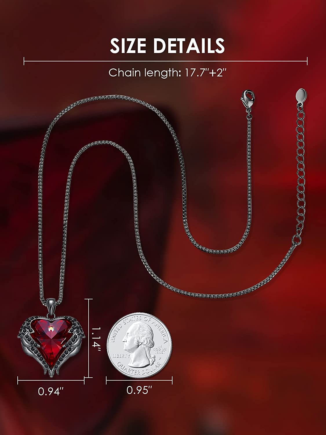 CDE Angel Wing Love Heart Necklaces for Women, Silver Tone/Gold Tone Pendant Necklace Jewelry Gifts for Her on Christmas, Valentine's/Mother's Day, Anniversary, Birthday Gifts for Women Girls Wife Gir