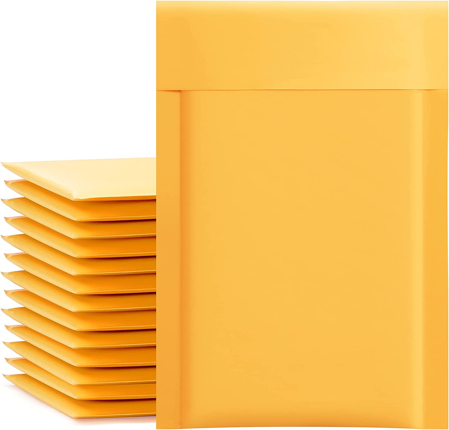 UCGOU Kraft Bubble Mailers 4x8 Inch 50 Pack Yellow Padded Envelopes #000 Small Business Mailing Packages Self Sealing Tear Resistant Boutique Bulk Mail Shipping Bags for Jewelry Makeup Supplies