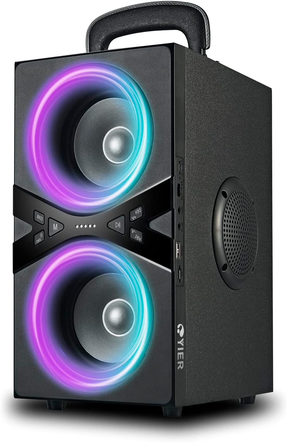 YIER Bluetooth Speakers, Wireless TWS Portable Bluetooth Speaker with Lights,100dB Loud Bluetooth Speaker with Subwoofer 80W(Peak) Stereo Sound, Bassup Technology,18-Hour Playtime for Outdoor Party