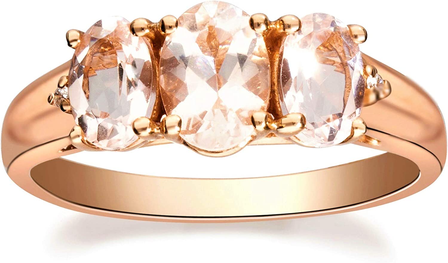 Gin & Grace 10K Rose Gold Pink Genuine Morganite Ring with Diamonds for women | Ethically, authentically & organically sourced (Oval-cut) shaped Morganite hand-crafted jewelry for her | Morganite Ring