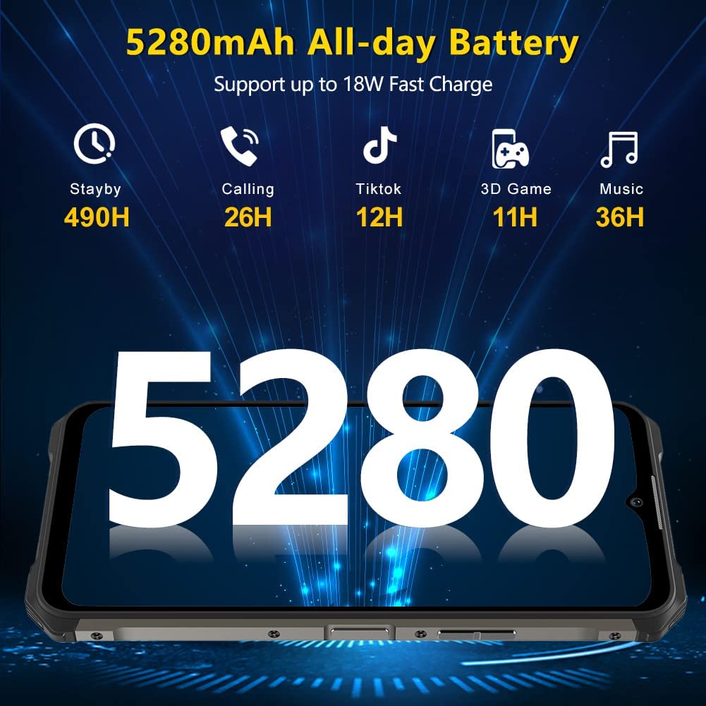 OUKITEL 5G Rugged Smartphone, WP13, 8GB+128GB Rugged Phone Android 11 Unlocked Smartphone 6.5” HD+ 5280mAh 48MP Triple Camera Shockproof Waterproof Cell Phone Dual SIM Global NFC