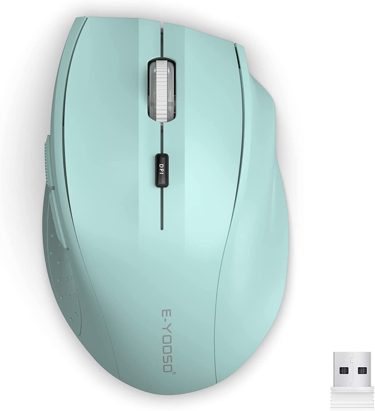 E-YOOSO Wireless Mouse, Computer Mouse 18 Months Battery Life Cordless Mouse, 5-Level 2400 DPI, 6 Button Ergo Wireless Mice, 2.4G Portable USB Wireless Mouse for Laptop, Mac, Chromebook, PC, Windows