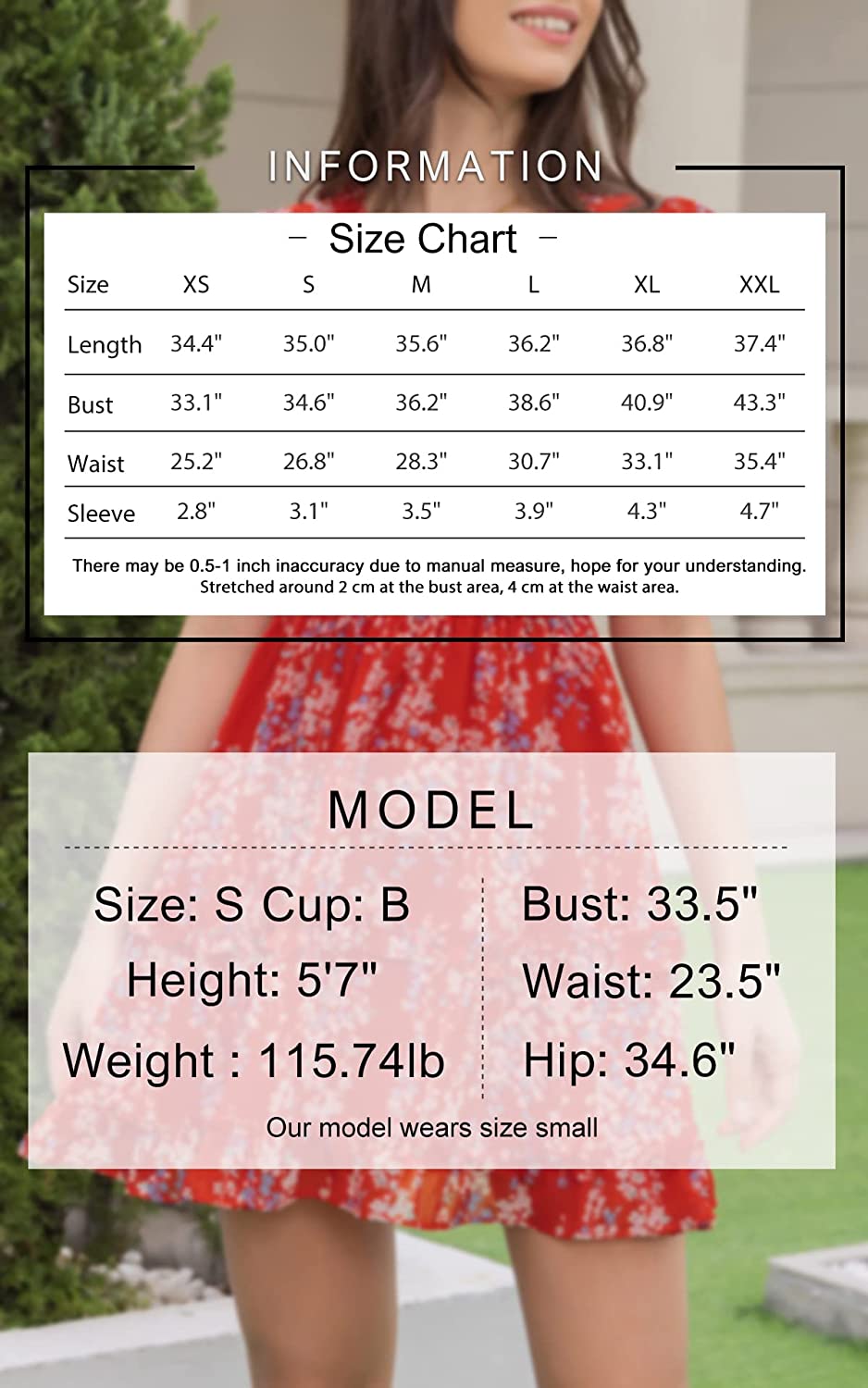 EXLURA Women's Summer Flowy Mini Dress Floral V Neck Short Ruffle Sleeve Smocked Cottagecore Vacation Dress