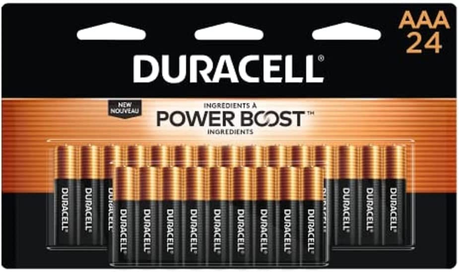Duracell Coppertop AAA Batteries with Power Boost Ingredients， 24 Count Pack Triple A Battery with Long-Lasting Power， Alkaline AAA Battery for Household and Office Devices