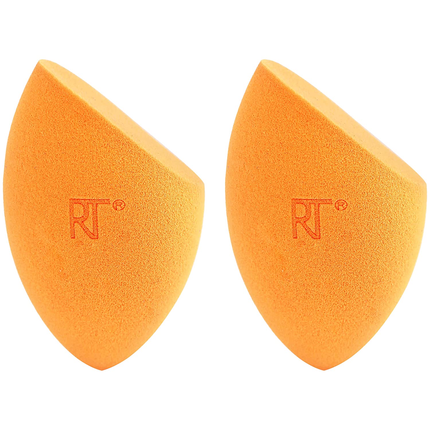 Real Techniques Miracle Complexion Sponge Duo, Makeup Blending Sponges, For Foundation, Light To Medium Coverage, Natural, Dewy Makeup, Orange Sponge, Latex-Free Foam, Packaging May Vary, 2 Count