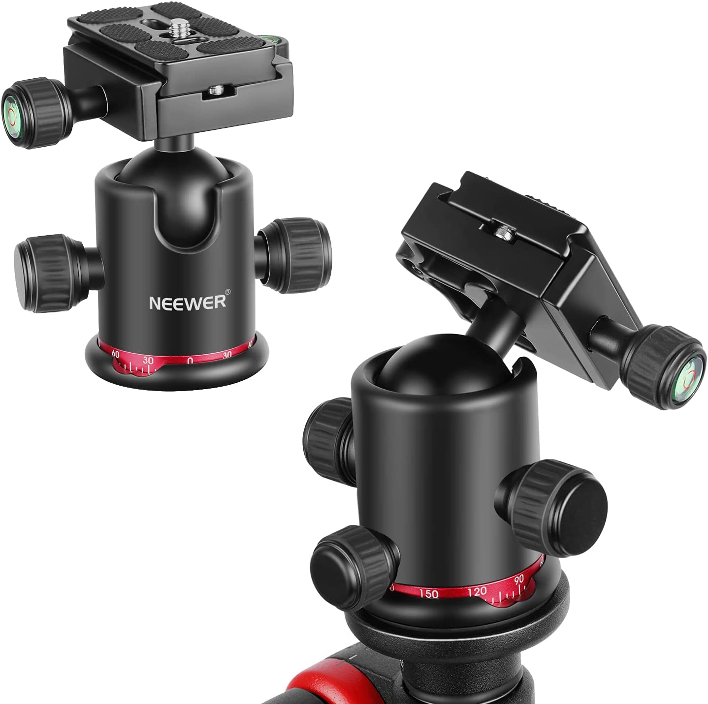 NEEWER 72 inch Camera Tripod Monopod with Center Column and Ball Head Aluminum， Arca Type QR Plate， Bag， Horizontal Tripod Overhead Camera Mount for DSLR Camera， Video Camcorder， Max Load: 33lb