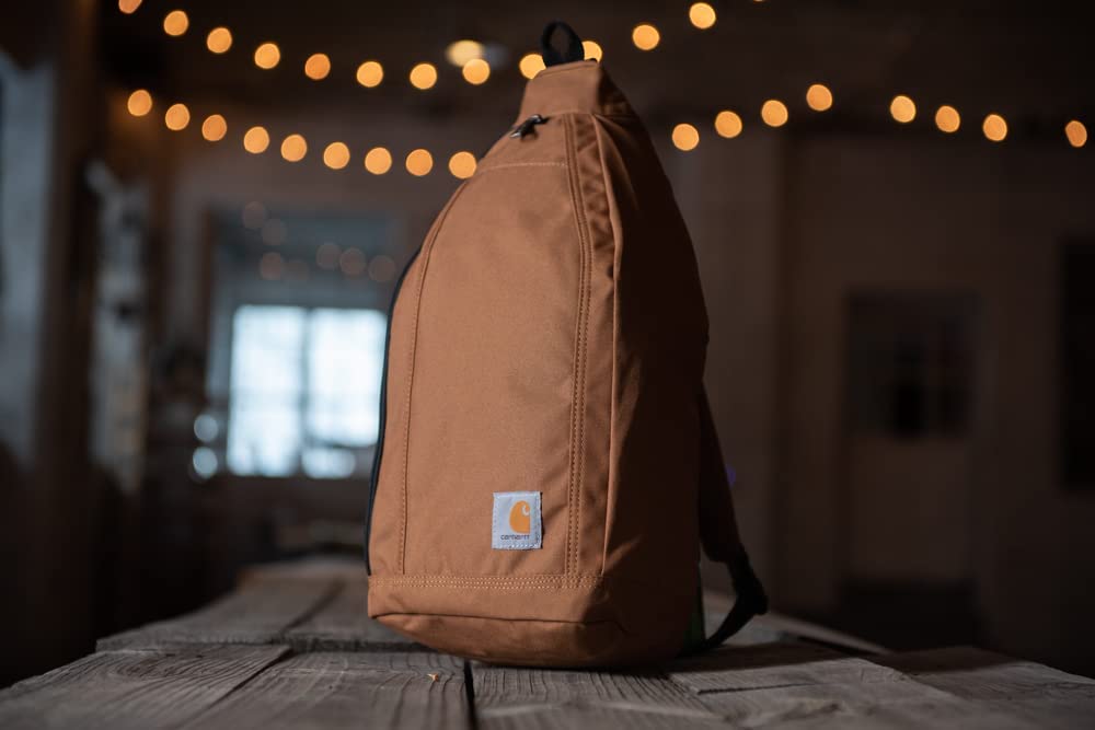 Carhartt Mono Sling Backpack， Unisex Crossbody Bag for Travel and Hiking， Carhartt Brown
