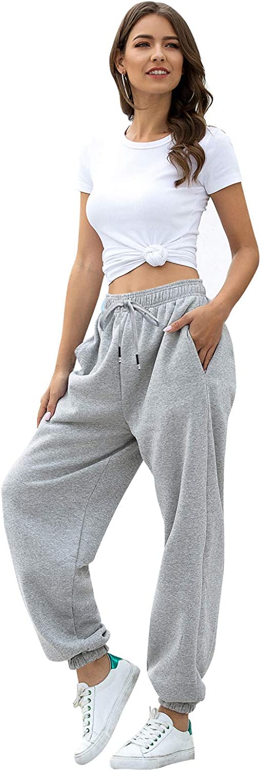 VINMEN Cinch Bottom Sweatpants for Women with Pockets